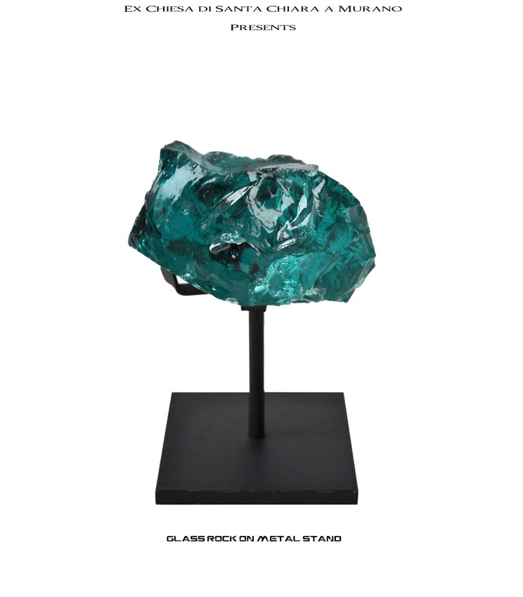 Glass rock on metal stand
